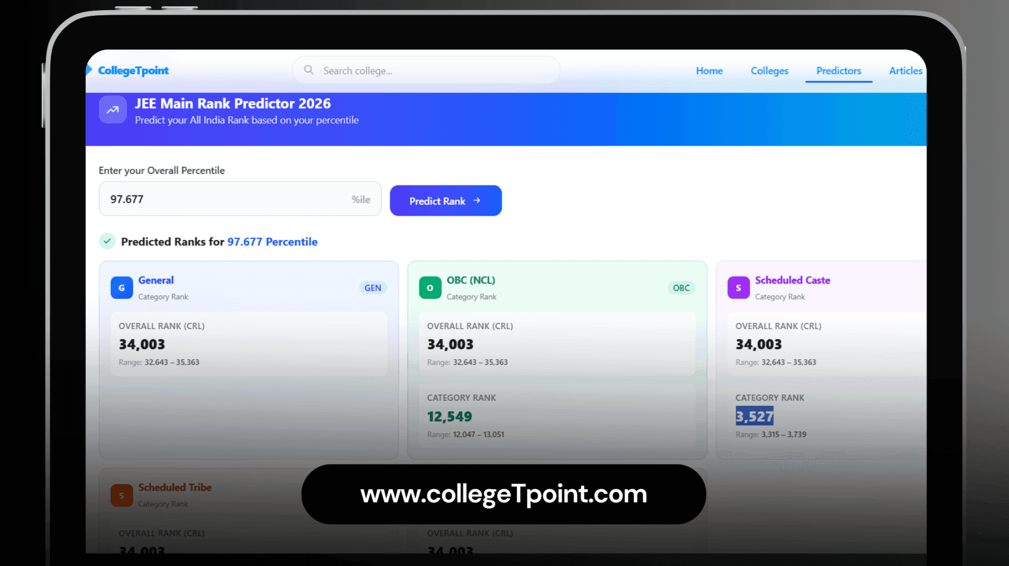 JEE MAIN 2026 : Check Your Expected Rank At Your Percentile With This Predictor For Free